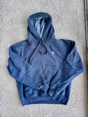 Vintage Champion Faded Blue Pullover Hoodie Size M